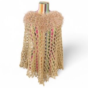 Handmade Fuzzy Poncho or Skirt Open Knit